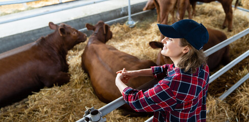 Woman farmer at a dairy farm