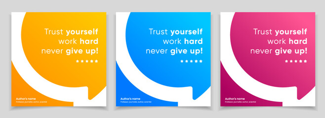 3D bubble testimonial banner, quote, infographic. Social media post template designs for quotes. Empty speech bubbles, quote bubbles and text box. Vector Illustration EPS10.