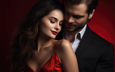 Happy young couple in love, celebrating Valentine's Day together