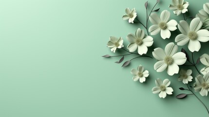 fresh spring flowers on green background