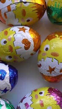 Vertical Video of Easter Cholocate Eggs