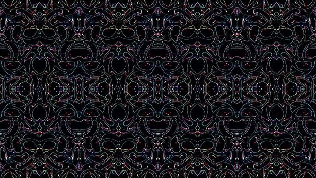 3D Abstract shining bright lines set wave, colorful, black background	