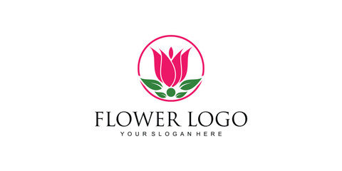 Simple flower logo design with modern concept| premium vector