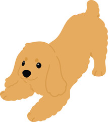 Simple and cute illustration of English Cocker Spaniel being playful flat colored