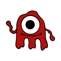 Cute and Funny Monster Cartoon Illustration Isolated In White Background. Abstract Monster Illustration