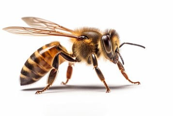 honey bee isolated on white background. generative ai