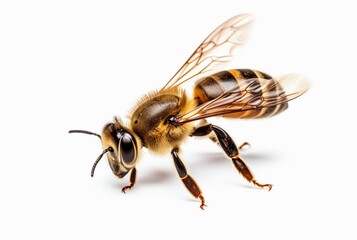 honey bee isolated on white background. generative ai