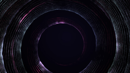 Big data wormhole.Abstract digital background of moving particles. Information space flow. 3D rendering