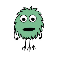 Cute and Funny Monster Cartoon Illustration Isolated In White Background. Abstract Monster Illustration