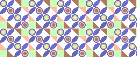 Geometric pattern vector background with Scandinavian abstract color or Swiss geometry prints of rectangles, squares and circles shape design