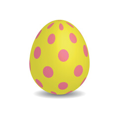 Simple yellow Easter egg with pink dots