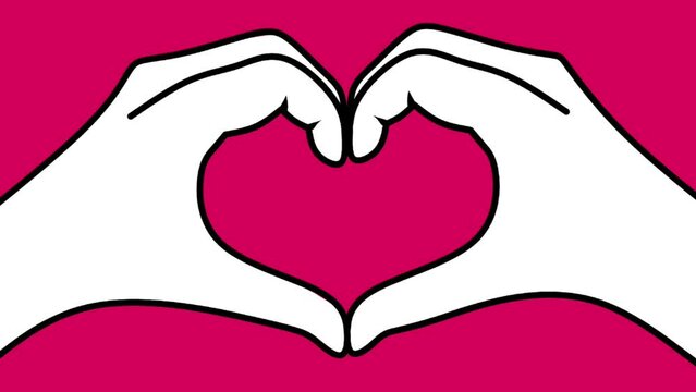 Heart shape hand animation.  two hands in the shape of a heart