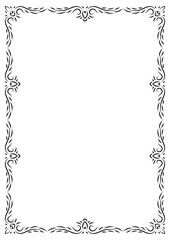 Vintage filigree frame corner and border element. Ornate ornament frame divider vector. Decorative line for page, template, poster, greeting card, wedding invitation, menu, certificate.