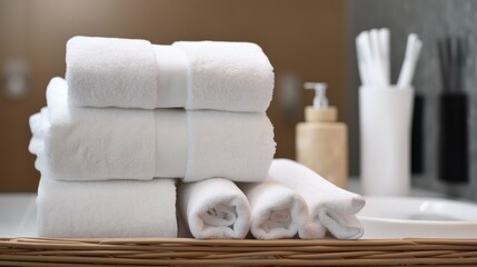 Hotel towels and toiletries