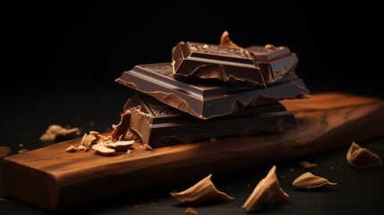 An atmospheric image of a Toblerone Dark Chocolate barhighlighting the rich cocoa flavor and the distinctive honey and almond crunchset against a dark background.