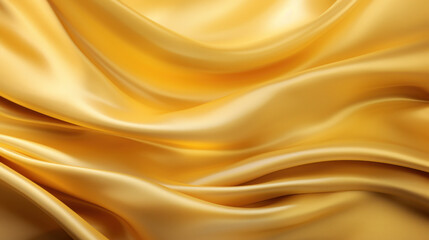 Obraz premium A luxurious display of golden silk fabric with elegant waves, capturing the essence of opulence and high fashion.