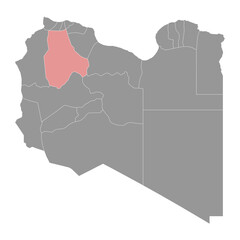 Jabal al Gharbi district map, administrative division of Libya. Vector illustration.