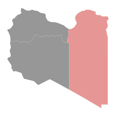 Cyrenaica region map, administrative division of Libya. Vector illustration.
