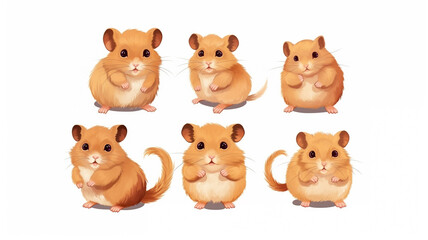 set collection cute hamster isolated on white background