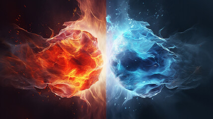 Obraz premium Marble background. Fire and Ice element against each other background. Heat and Cold concept