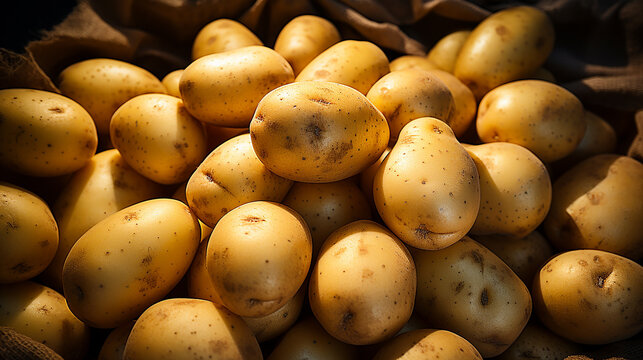 Potatoes on the market, closeup background image
