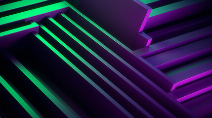 Abstract 3d render purple and green geometric background