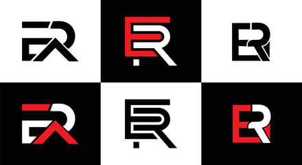 ER logo. E R design. White ER letter. ER, E R letter logo design. Initial letter ER letter logo set, linked circle uppercase monogram logo. E R letter logo vector design. - obrazy, fototapety, plakaty