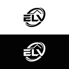 ELV logo. E L V design. White ELV letter. ELV, E L V letter logo design. Initial letter ELV letter logo set, linked circle uppercase monogram logo. E L V letter logo vector design.