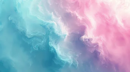 Foto op Aluminium An ethereal blend of pastel blues and pinks swirl together in a dreamy abstract pattern, reminiscent of a soft, celestial nebula © Natthaphat 