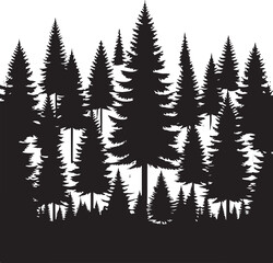 Fototapeta premium Forest of Christmas fir trees silhouette Vector