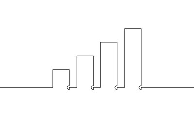 Continuous line drawing of graph. Illustration vector of business growth. Growth graph icon sign symbol. Bar chart. Object one line. Single line art