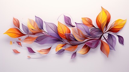 Colorful transparent leaves, Colorful Blossoms in solid backdrop.
