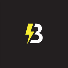 Minimalist Electric Logo, letter B and lightning bolt combination, vector illustration