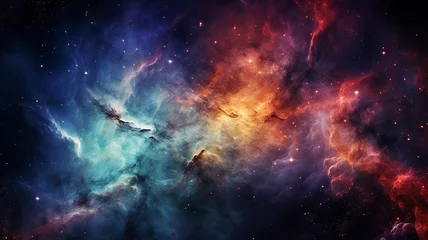 Foto op Plexiglas A Colorful Cosmic Nebula Parallax Photography © benjawan