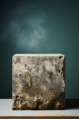 product display stone plinth on plain color studio background