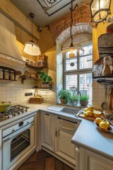 Small kitchen modern design in rustic style