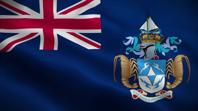 Tristan da Cunha flag waving animation, perfect loop, official colors, 4K video
