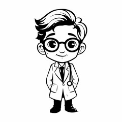 cute doctor coloring page illustration 