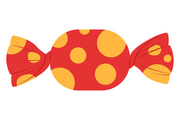 Cartoon wrapped candy. Caramel bonbon sweet lollipops chocolate and fruit sweets for kids, tasty sugar confectioner dessert food birthday, vector illustration of wrapped caramel candy. 