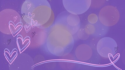 Valentine's day background with hearts and bokeh lights.