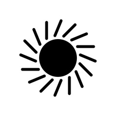 Black sun icon vector. Sunshine logo illustration isolated on white background.