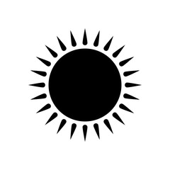 Black sun icon vector. Weather logo illustration isolated on white background.