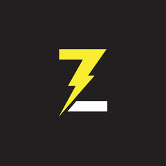 Minimalist Electric Logo, letter Z and lightning bolt combination, vector illustration