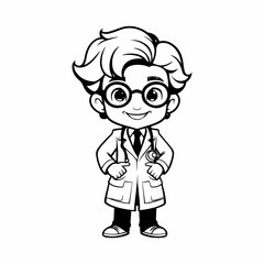 cute doctor coloring page illustration 
