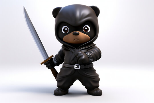 bear ninja cartoon 3d character