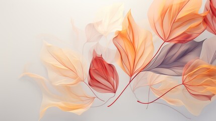 Colorful transparent leaves, Colorful Blossoms in solid backdrop.