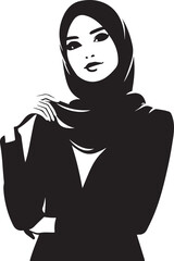 hijab style standing pose female vector