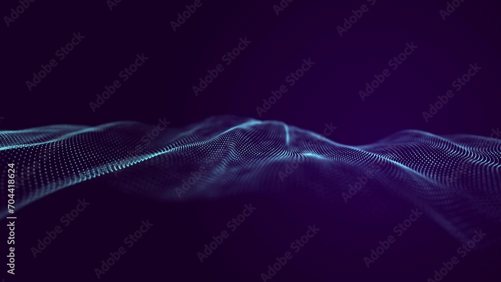 Poster Futuristic wave. 3D visualization of big data. Analytical presentation.3D rendering. Seamless loop.