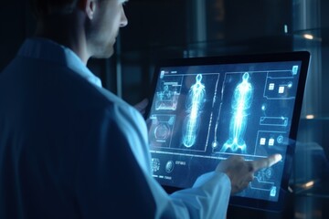 Medical scientist working with doctor touching electronic medical record on tablet in laboratory. Medical science and technology and future concepts