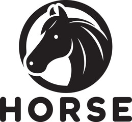 Horse Face Logo vector black color silhouette, isolated white background